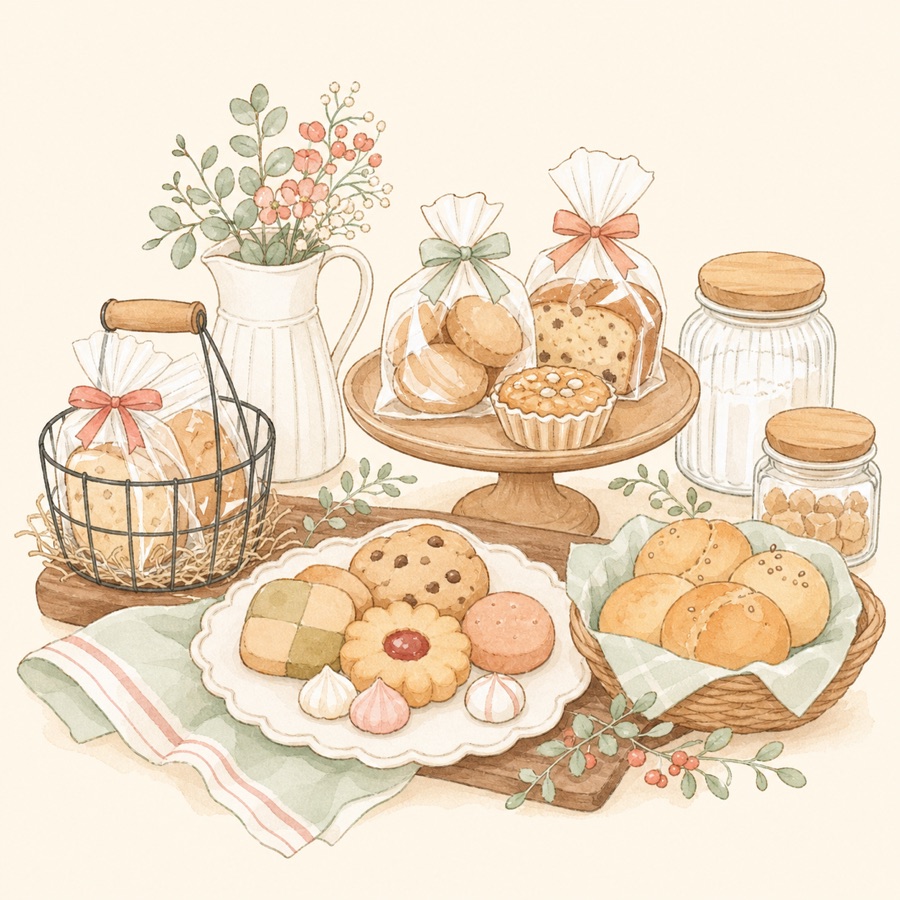 焼き菓子・食品販売の方を連想させるイラスト